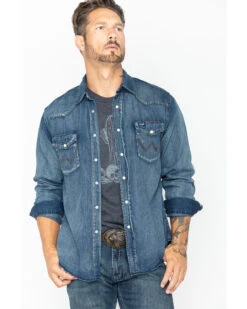 Wrangler Men's Slub Denim Long Sleeve Work Shirt -Cinch Clothing Shop 086519 08 P1