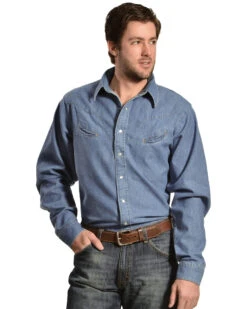 Schaefer Men's Vintage Chisholm Long Sleeve Denim Work Shirt -Cinch Clothing Shop 086B49 N9 P1