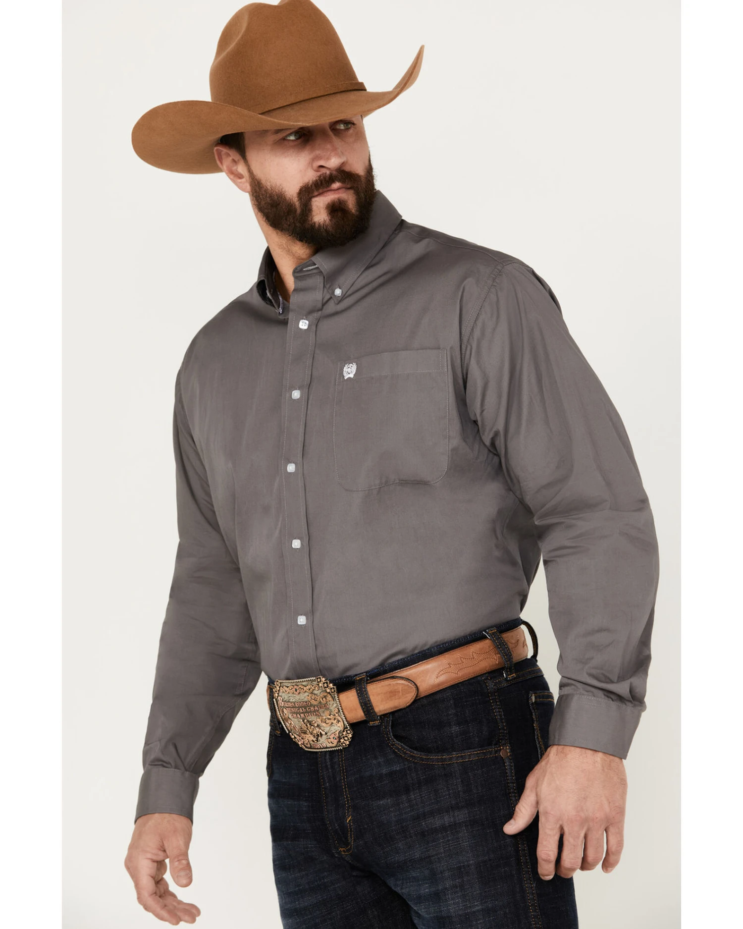 Cinch Cinch Men's Solid Dove Gray Button Long Sleeve Shirt 5 Cinch Cinch Men's Solid Dove Gray Button Long Sleeve Shirt - Image 3