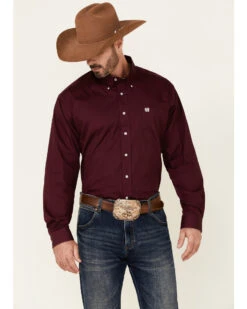 Cinch C‌inch Men's Solid Burgundy Button Long Sleeve Western Shirt -Cinch Clothing Shop 0926V9 74 P1