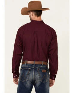 Cinch C‌inch Men's Solid Burgundy Button Long Sleeve Western Shirt