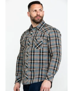 Rock & Roll Denim Men's Teal Washed Yarn Dye Plaid Short Sleeve Western Shirt -Cinch Clothing Shop 2000284047 442 P3