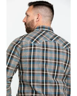 Rock & Roll Denim Men's Teal Washed Yarn Dye Plaid Short Sleeve Western Shirt