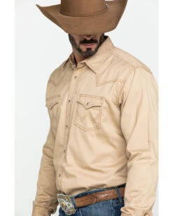Wrangler Retro Men's Tan Solid Long Sleeve Western Shirt -Cinch Clothing Shop 2000292973 280 P4