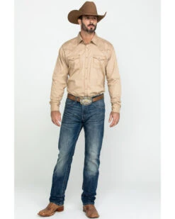 Wrangler Retro Men's Tan Solid Long Sleeve Western Shirt -Cinch Clothing Shop 2000292973 280 P7