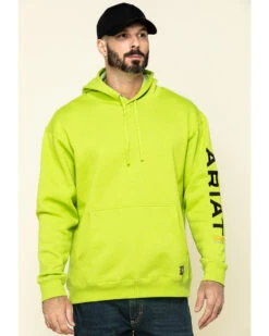 Ariat Men's Lime Heather Rebar Graphic Hooded Work Sweatshirt -Cinch Clothing Shop 2000322153 300 P1