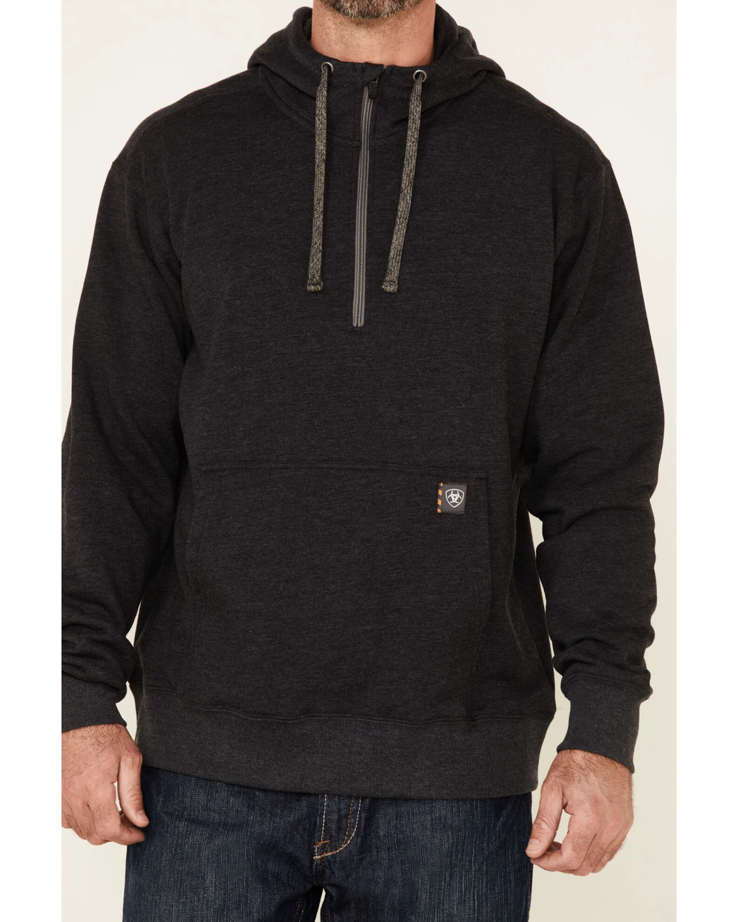 Ariat Men's Charcoal Rebar Workman 1/4 Zip Front Work Hooded Pullover 4 Ariat Men's Charcoal Rebar Workman 1/4 Zip Front Work Hooded Pullover - Image 3