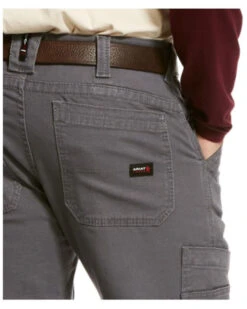 Ariat Men's Grey FR M5 Duralight Stretch Canvas Straight Work Pants - Big