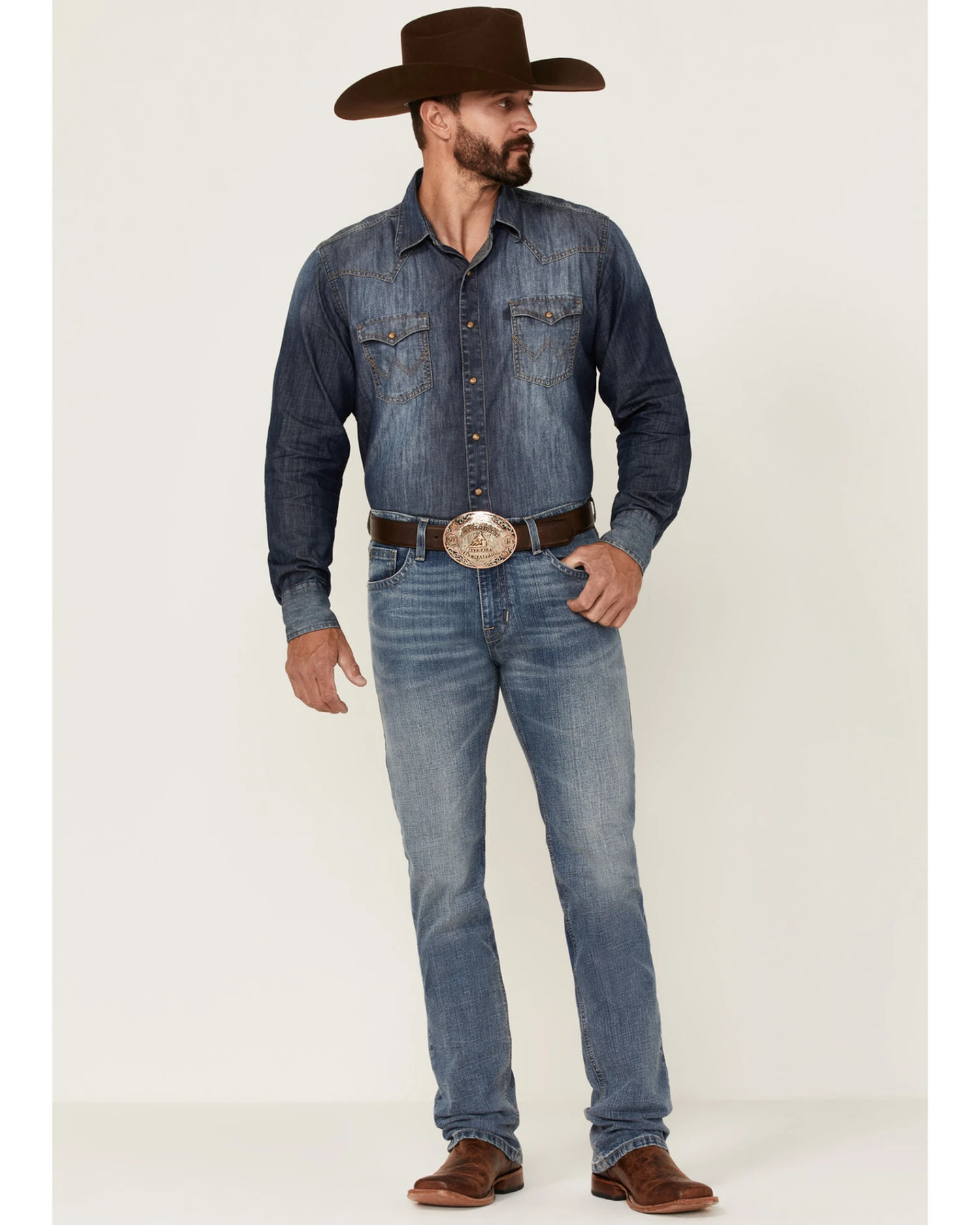 Hooey By Rock & Roll Denim Men's Light Vintage Wash Revolver Stretch Slim Straight Jeans 4 Hooey By Rock & Roll Denim Men's Light Vintage Wash Revolver Stretch Slim Straight Jeans - Image 2