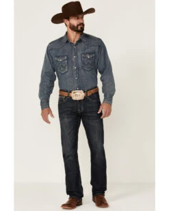 Rock & Roll Denim Men's Vintage Dark Revolver Stretch Slim Straight Jeans -Cinch Clothing Shop 2000351108 400 P3