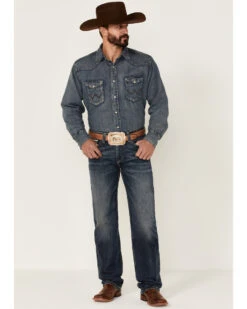 Rock & Roll Denim Men's Dark Wash Revolver Stretch Slim Straight Jeans 8 Rock & Roll Denim Men's Dark Wash Revolver Stretch Slim Straight Jeans -Cinch Clothing Shop 2000351109 400 P1