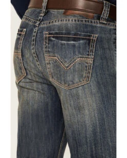 Rock & Roll Denim Men's Vintage Dark Wash Double Barrel Relaxed Straight Jeans