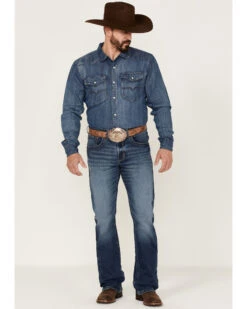 Rock 47 By Wrangler Men's Edmond Medium Wash Stretch Slim Bootcut Jeans -Cinch Clothing Shop 2000359727 414 P1