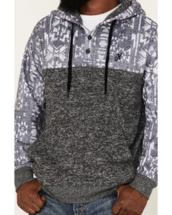 Hooey Men's Heathered Southwestern Print 1/4 Button Down Hooded Pullover -Cinch Clothing Shop 2000370571 020 P3