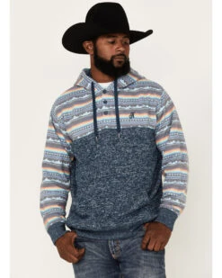 Hooey Men's Southwestern Print Landscape 1/4 Button Hooded Pullover -Cinch Clothing Shop 2000370572 410 P1