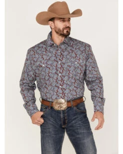 Roper Men's Liberty Bell Paisley Print Long Sleeve Pearl Snap Western Shirt -Cinch Clothing Shop 2000370629 640 P1