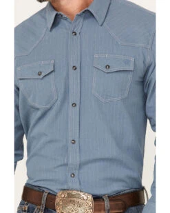 Blue Ranchwear Men's Ticking Stripe Snap Western Workshirt -Cinch Clothing Shop 2000374161 400 P3