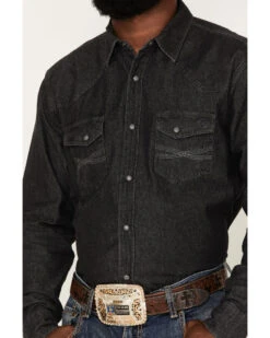 Blue Ranchwear Men's Long Sleeve Denim Western Snap Shirt -Cinch Clothing Shop 2000380500 001 P3