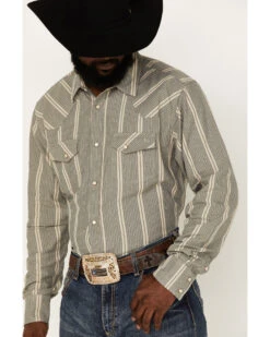 Blue Ranchwear Men's Striped Long Sleeve Pearl Snap Work Shirt -Cinch Clothing Shop 2000380503 295 P2