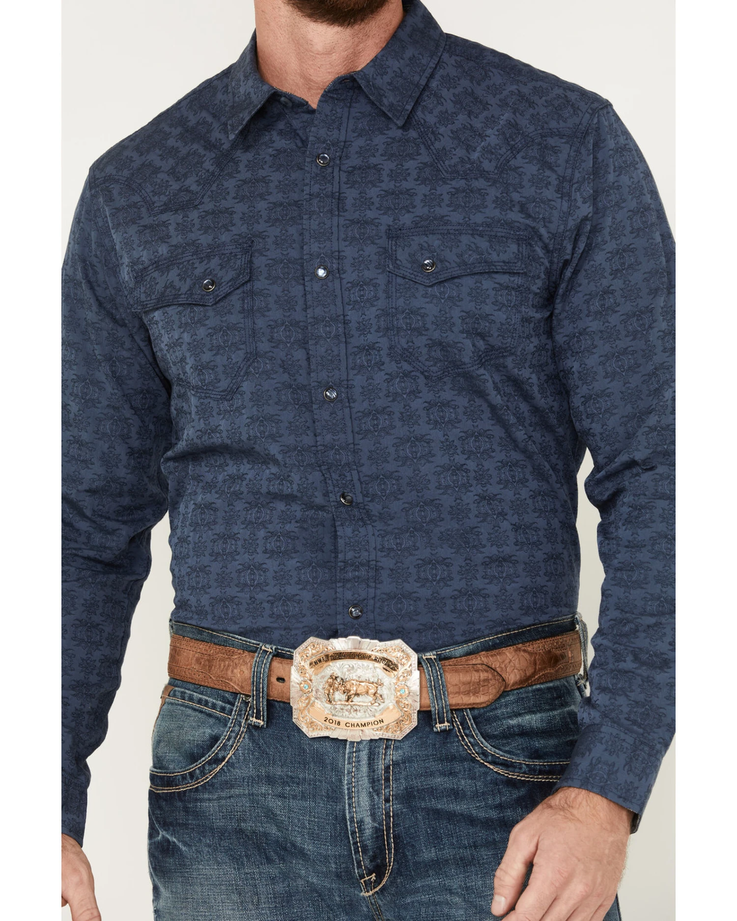 Moonshine Spirit Men's Show Stopper Floral Print Long Sleeve Western Snap Shirt 4 Moonshine Spirit Men's Show Stopper Floral Print Long Sleeve Western Snap Shirt - Image 2