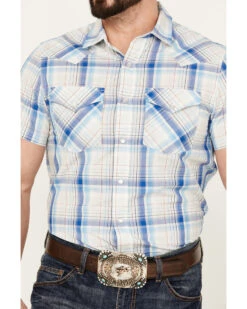 Pendleton Men's Frontier Plaid Short Sleeve Western Pearl Snap Shirt -Cinch Clothing Shop 2000383537 400 P3