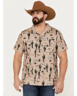 Cinch Men's Camp Tumbleweed Cactus Skull Short Sleeve Button-Down Western Shirt -Cinch Clothing Shop 2000383902 250 P1