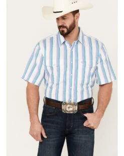 Panhandle Men's Serape Striped Short Sleeve Western Pearl Snap Shirt -Cinch Clothing Shop 2000385148 440 P1