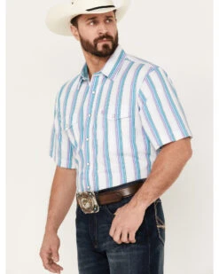 Panhandle Men's Serape Striped Short Sleeve Western Pearl Snap Shirt -Cinch Clothing Shop 2000385148 440 P2