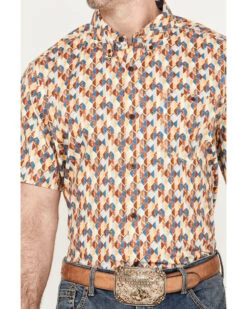 RANK 45 Men's Abstract Geo Print Short Sleeve Button-Down Shirt -Cinch Clothing Shop 2000385991 710 P3