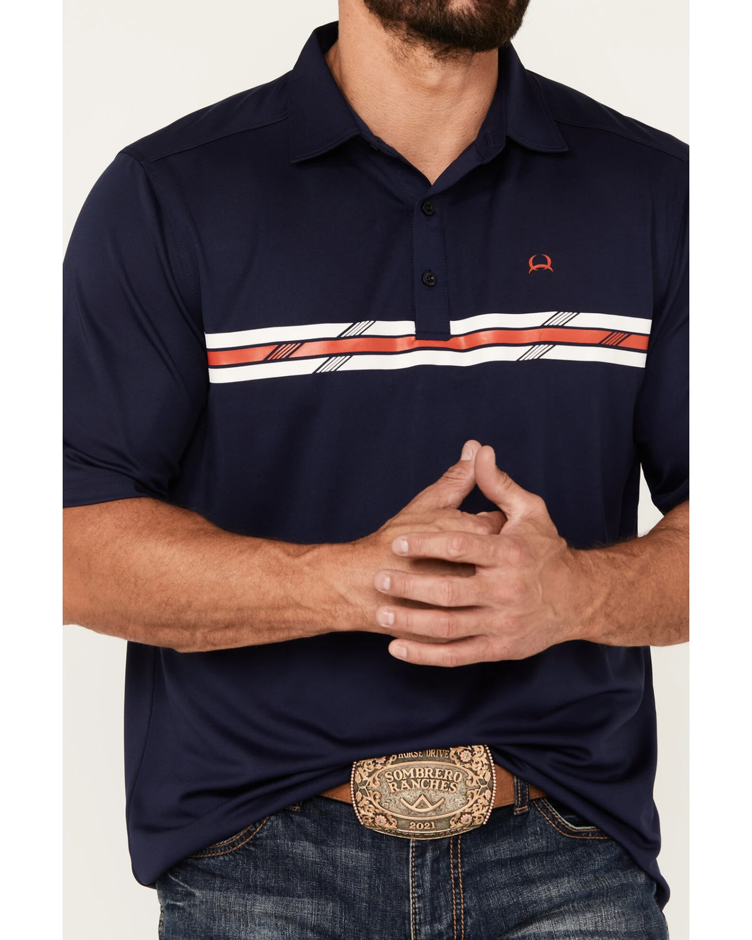 Cinch Men's Chest Striped Polo 4 Cinch Men's Chest Striped Polo - Image 2