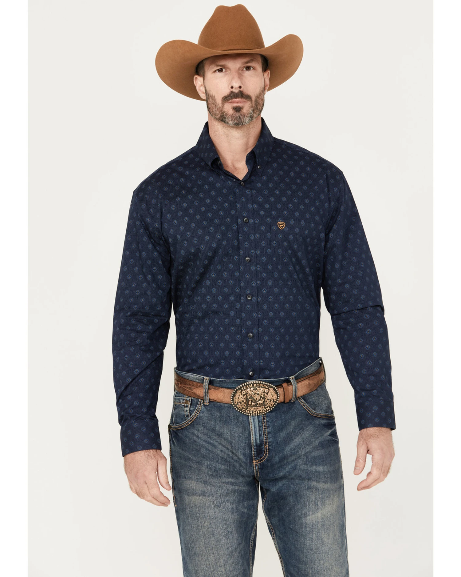 Rock & Roll Denim Men's Vintage 46 Geo Print Long Sleeve Button-Down Western Shirt 6 Rock & Roll Denim Men's Vintage 46 Geo Print Long Sleeve Button-Down Western Shirt - Image 4