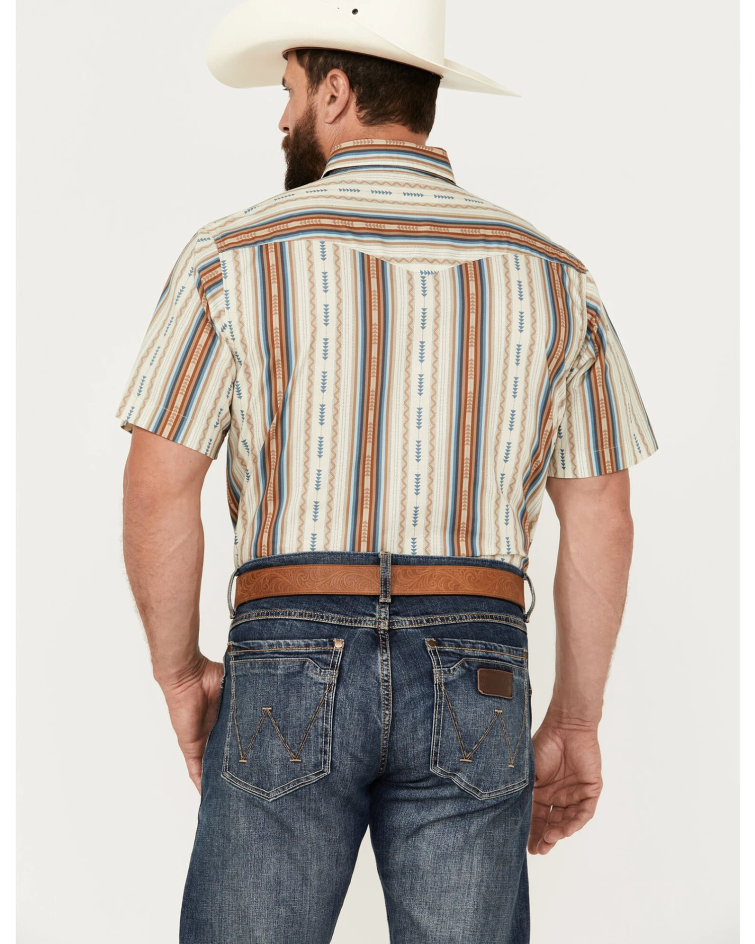 Roper Men's West Made Southwestern Striped Print Short Sleeve Snap Western Shirt 6 Roper Men's West Made Southwestern Striped Print Short Sleeve Snap Western Shirt - Image 4